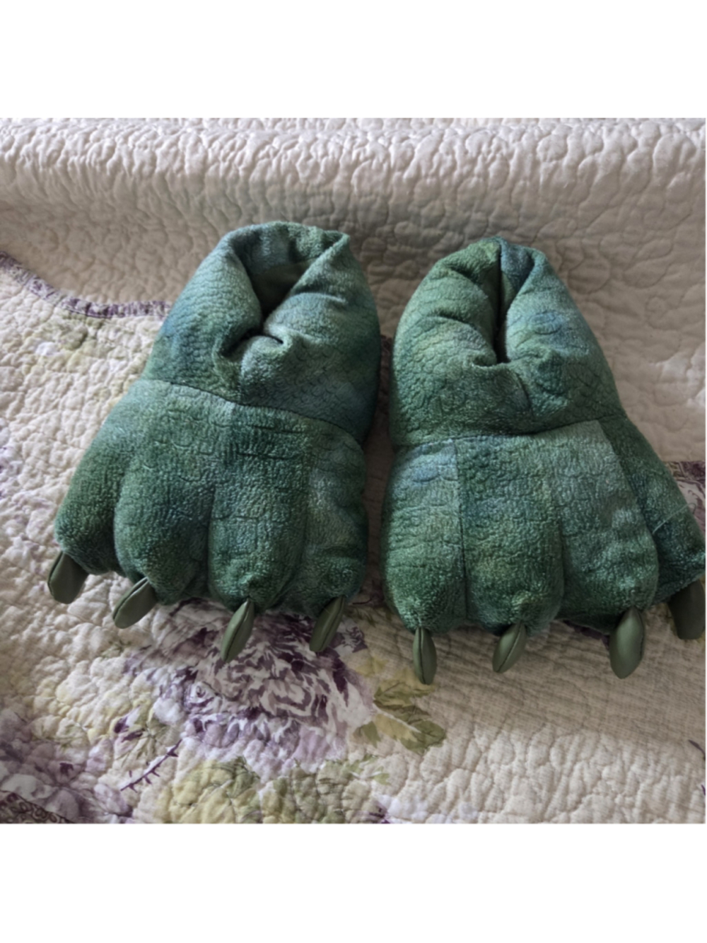 Unbranded Dinosaur Claw Slippers Boys Size 9-10 Green